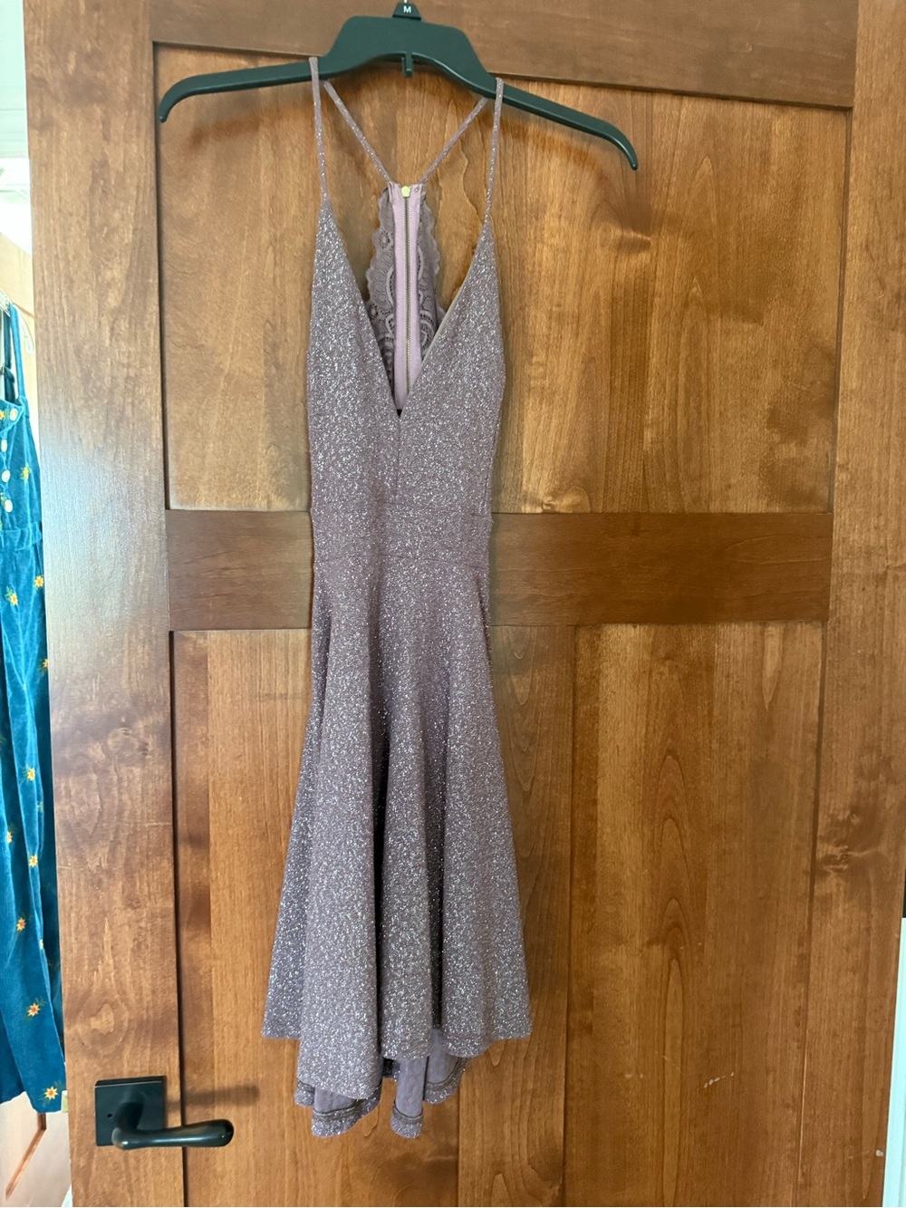 Windsor Sparkle Mauve Halter Fit & Flare Dress